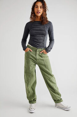 MOTHER High-Waisted Seamed Curb Side Heel Utility Pant Anthropologie 31 $275